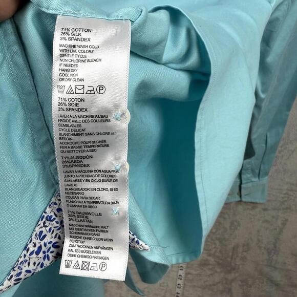 Tommy Bahama Aqua Blue Long Sleeve Shirt Men XL Tall Silk Cotton Blend Casual - Picture 7 of 12